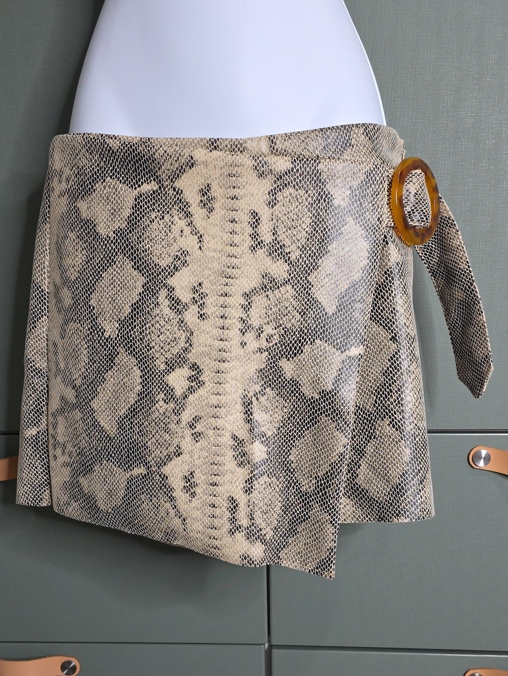 874. Zara Snake Print Asymmetric Wrap Skort - Size SMALL (R1)
